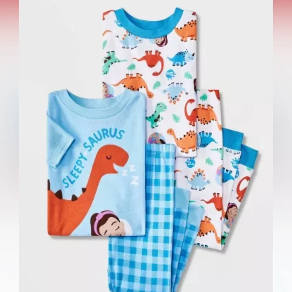 Ms. Rachel Toddler Boys Dinosaur Snug Fit 4-Piece Pajama Set 12 Months
